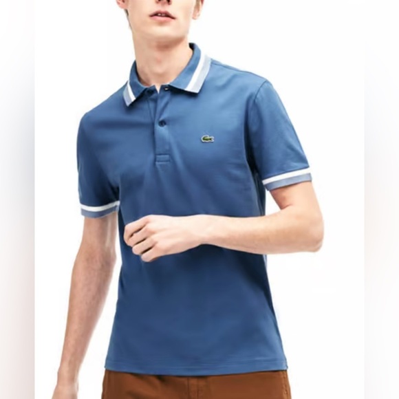 Lacoste Men’s Slim Fit Short Sleeve Polo – Navy Blue (XL) Golf Country Club - Picture 1 of 8